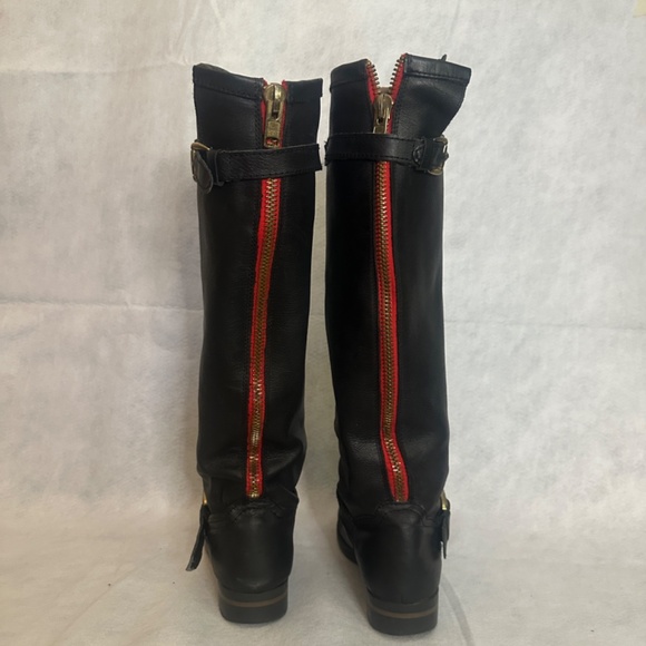 Leather Zip Up Motorcycle Boots Women's size 8 / ~ Men's size 7 Gently worn - Picture 3 of 12